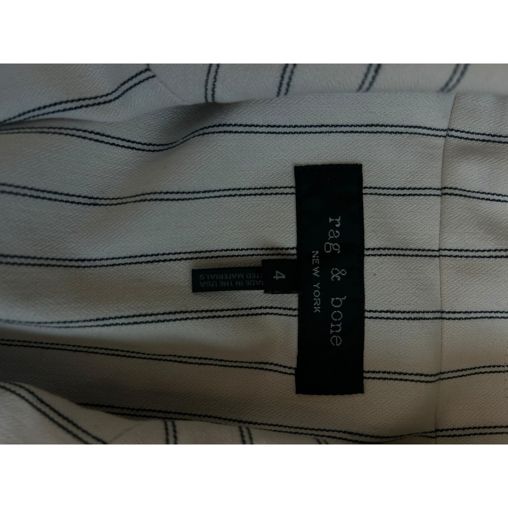 Rag & Bone New York Millie Blazer Cream Pinstripe Fringe Trim Single Button 4 - Picture 4 of 8